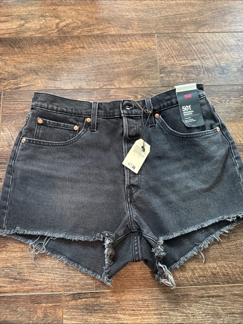 Levi's Black Cutoff Denim Shorts with Frayed Hem